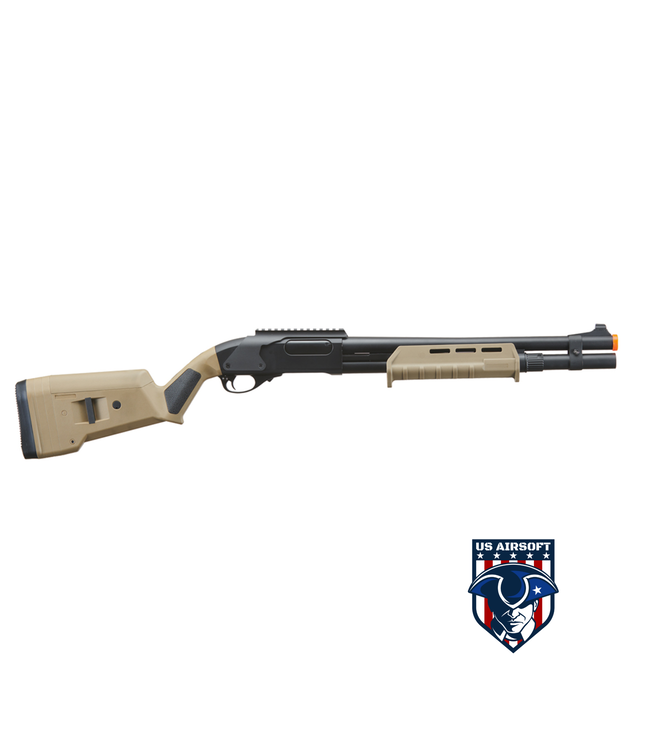 Golden Eagle Airsoft M870 MP M-LOK Style 3/6-Shot Pump Action Gas Shotgun - Tan with Shell Holder