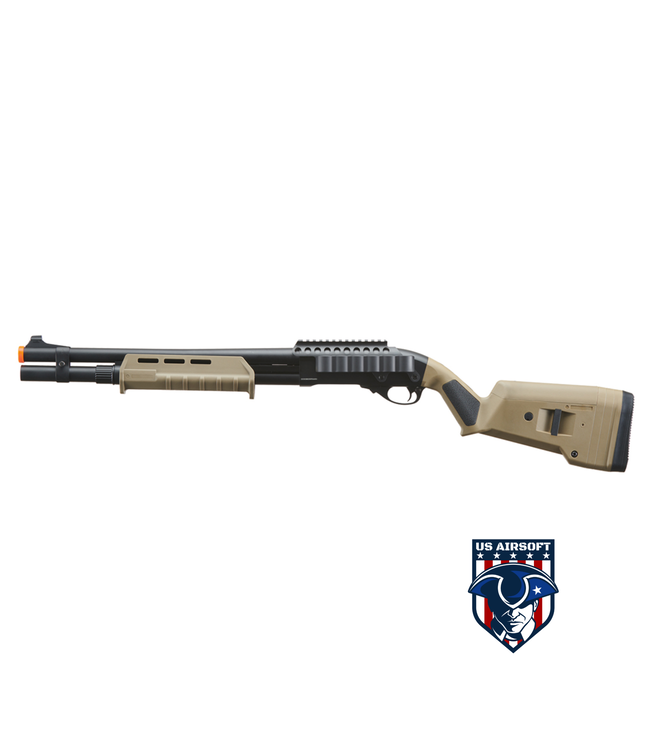 Golden Eagle Airsoft M870 MP M-LOK Style 3/6-Shot Pump Action Gas Shotgun - Tan with Shell Holder