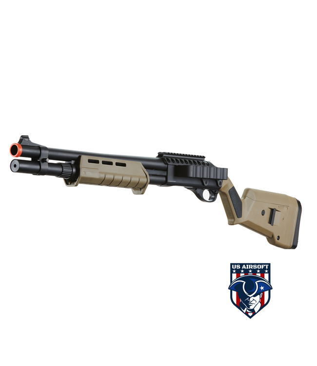 Golden Eagle Airsoft M870 MP M-LOK Style 3/6-Shot Pump Action Gas Shotgun - Tan with Shell Holder