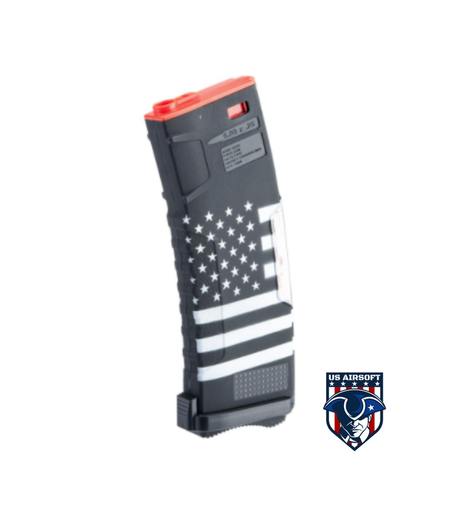 BAMF BAMF GEN2 Polymer 190rd Mid-Cap Magazine for M4 / M16 Series Airsoft AEG Rifles (Model: American Flag Black / Single Mag)