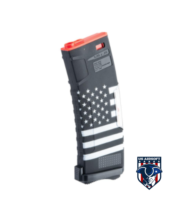 BAMF GEN2 Polymer 190rd Mid-Cap Magazine for M4 / M16 Series Airsoft AEG Rifles (Model: American Flag Black / Single Mag)