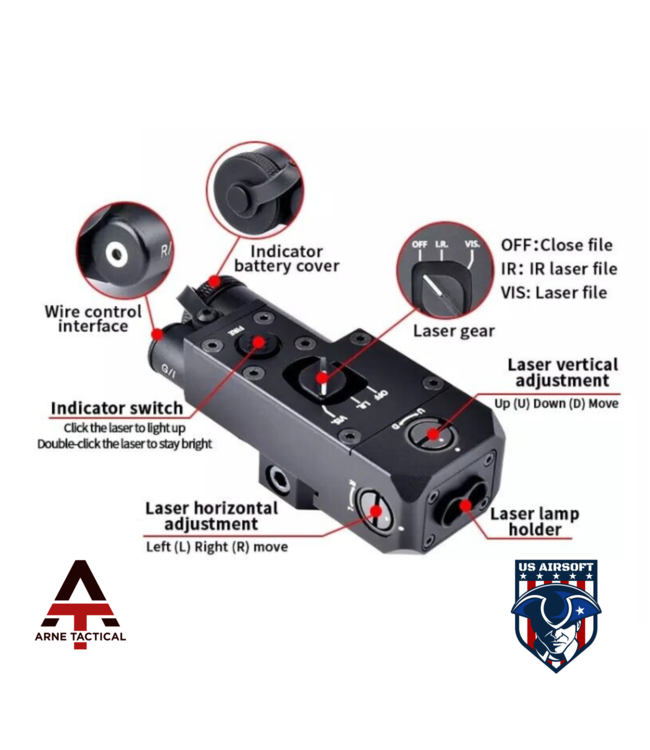Arne Tactical Close Quarters Battle Laser (Green&IR Laser) Black