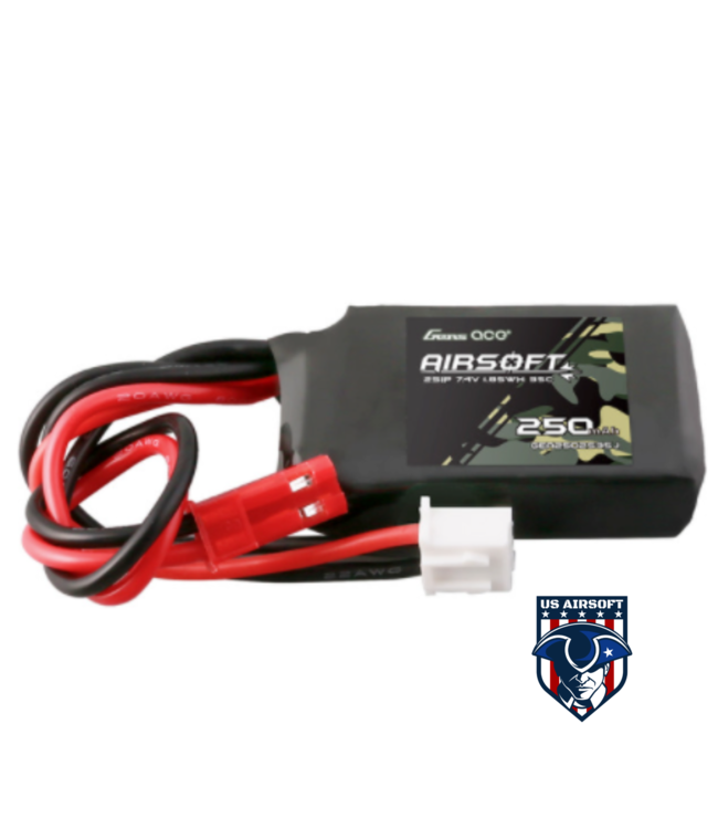 Gens Ace 35C 250mAh 2S1P 7.4V Airsoft Battery With JST Plug (Polarstar Battery)