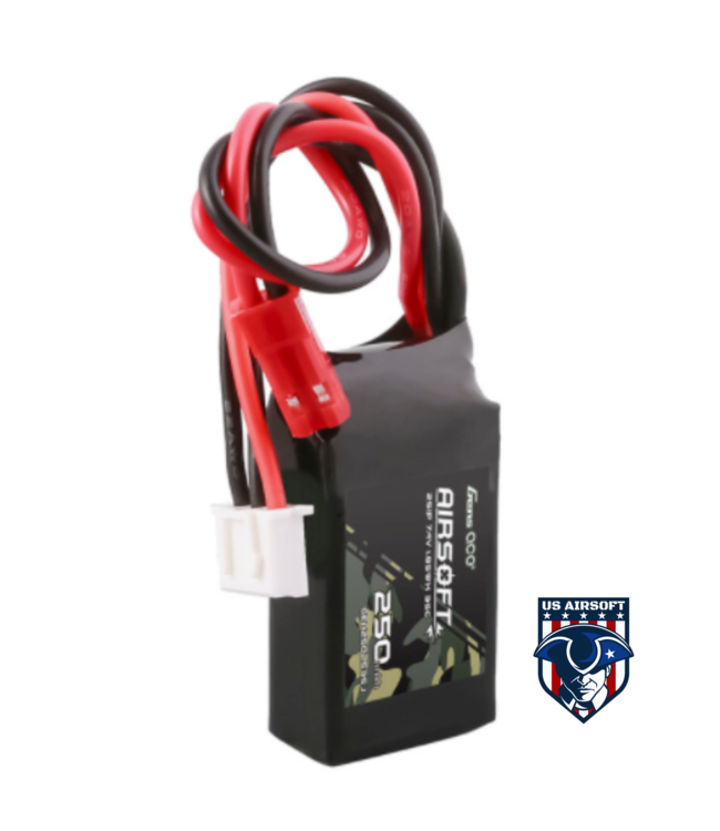 Gens Ace 35C 250mAh 2S1P 7.4V Airsoft Battery With JST Plug (Polarstar Battery)