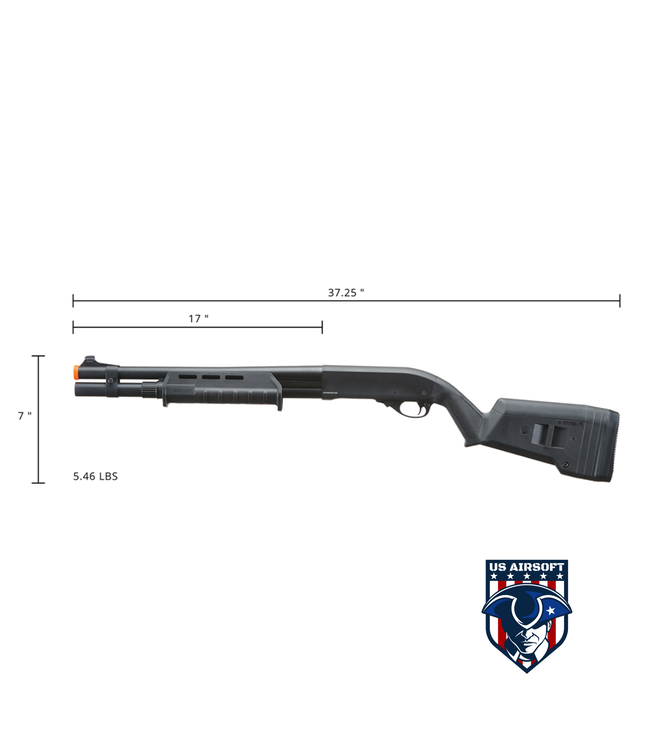 Golden Eagle Airsoft M870 MP M-LOK Style 3/6-Shot Pump Action Gas Shotgun - Black