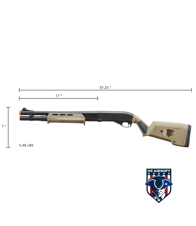 Golden Eagle Airsoft M870 MP M-LOK Style 3/6-Shot Pump Action Gas Shotgun - Tan