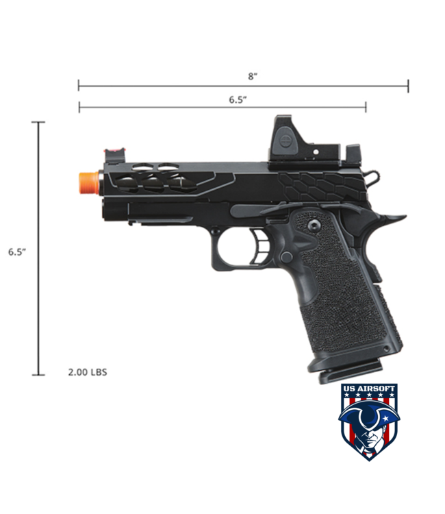 Lancer Tactical Stryk Hi-Capa 4.3 Gas Blowback Airsoft Pistol w/ Reflex Red Dot Sight - (Black)