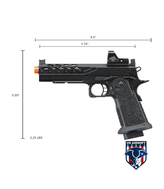 Lancer Tactical Stryk Hi-Capa 5.1 Gas Blowback Airsoft Pistol w/ Red Dot Sight - (Black)
