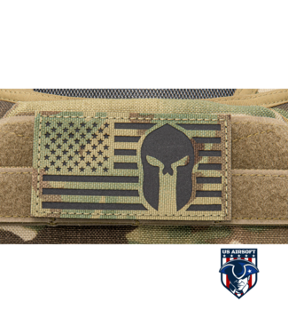 Lancer Tactical Reflective Fabric US Flag w/ Spartan Molon Labe (Color: Multi-Camo)