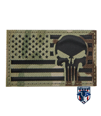Lancer Tactical Reflective Fabric US Flag w/ Punisher (Color: Multi-Camo)