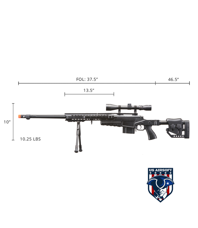 WellFire MB4419-2BAB Bolt Action Airsoft Sniper Rifle (Color: Black)