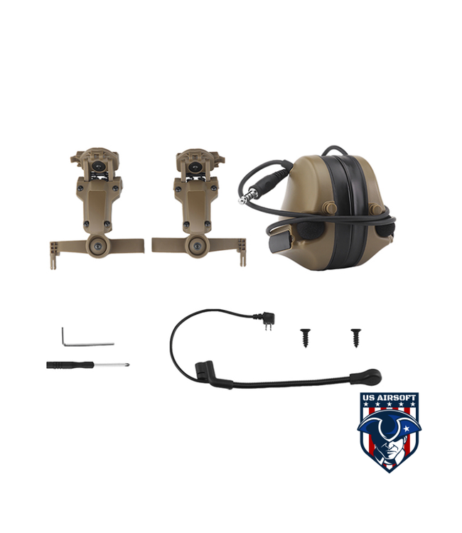 Airsoft C5 Tactical Communication Headset w/ Noise Reduction For Helmets - (Tan)