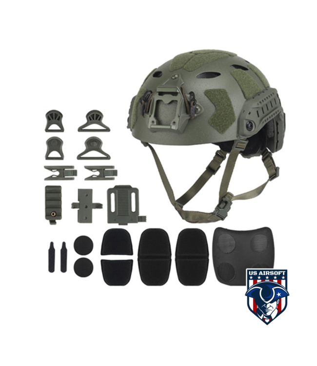 Tactical High Cut Airsoft Helmet Sandblasted Version - (OD Green)