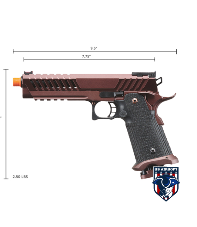 Lancer Tactical Knightshade Hi-Capa Gas Blowback Airsoft Pistol (Color: Black & Bronze)