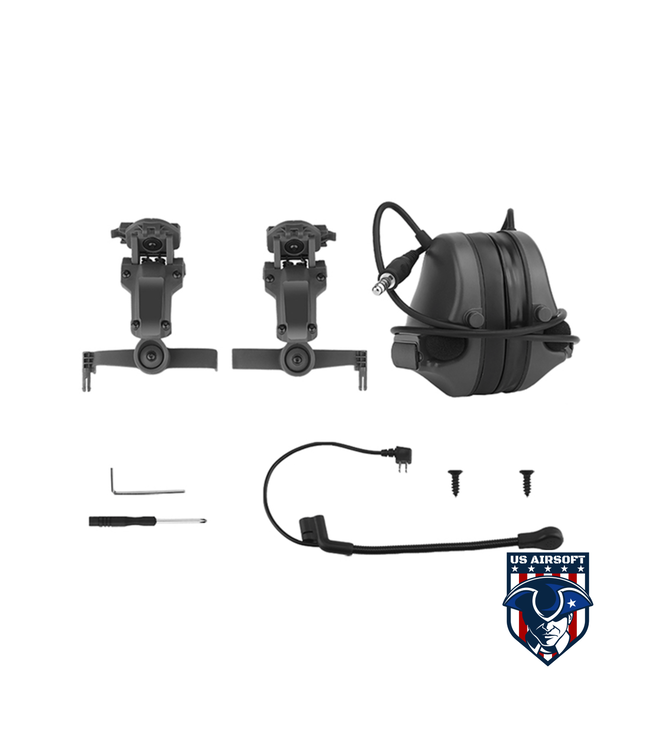 Airsoft C5 Tactical Communication Headset w/ Noise Reduction For Helmets - (Black)