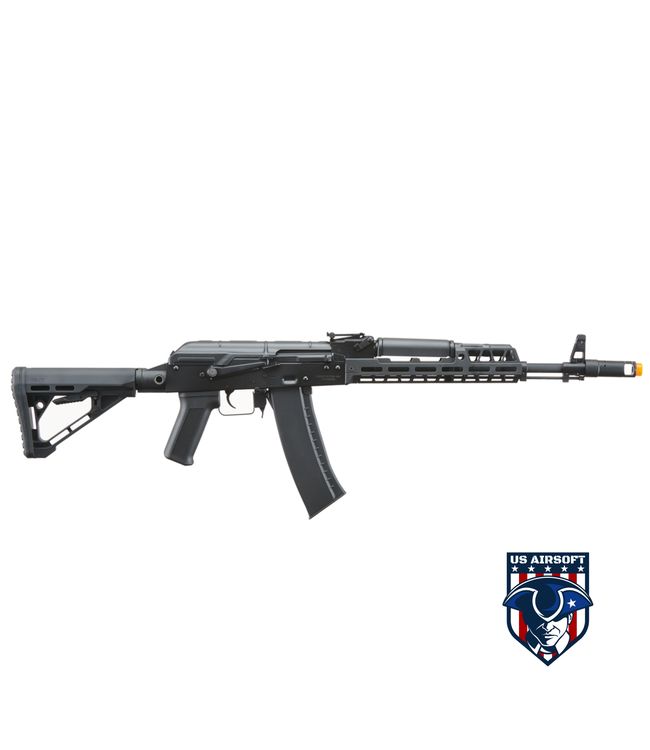 Lancer Tactical AK74 Full Metal Rifle w/ 10.5 inch CNC M-LOK Handguard and Delta Stock (Color: Black)