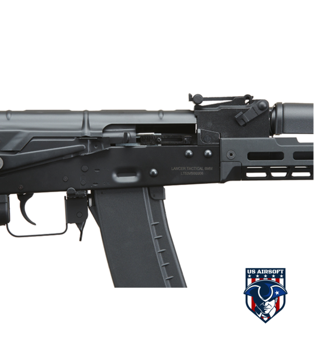 Lancer Tactical AK74 Full Metal Rifle w/ 10.5 inch CNC M-LOK Handguard and Delta Stock (Color: Black)