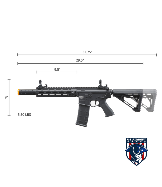 Lancer Tactical Blazer 10" M-LOK Proline Series M4 Airsoft Rifle with Delta Stock & Mock Suppressor (Color: Black)