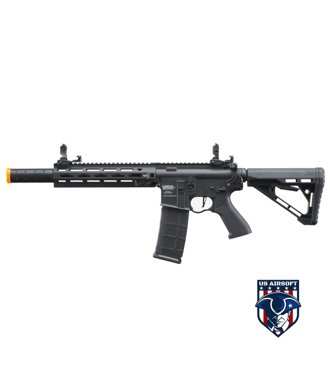 Lancer Tactical Blazer 10" M-LOK Proline Series M4 Airsoft Rifle with Delta Stock & Mock Suppressor (Color: Black)