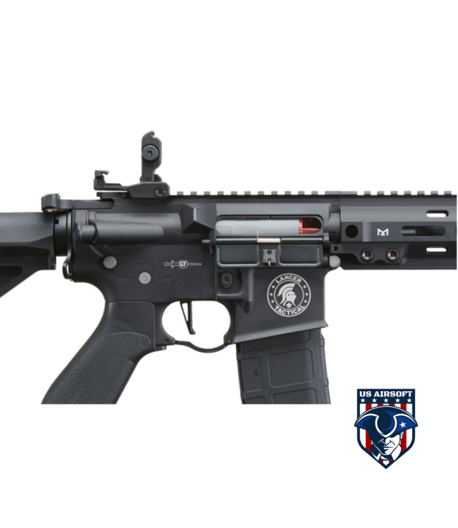 Lancer Tactical Blazer 10" M-LOK Proline Series M4 Airsoft Rifle with Delta Stock & Mock Suppressor (Color: Black)