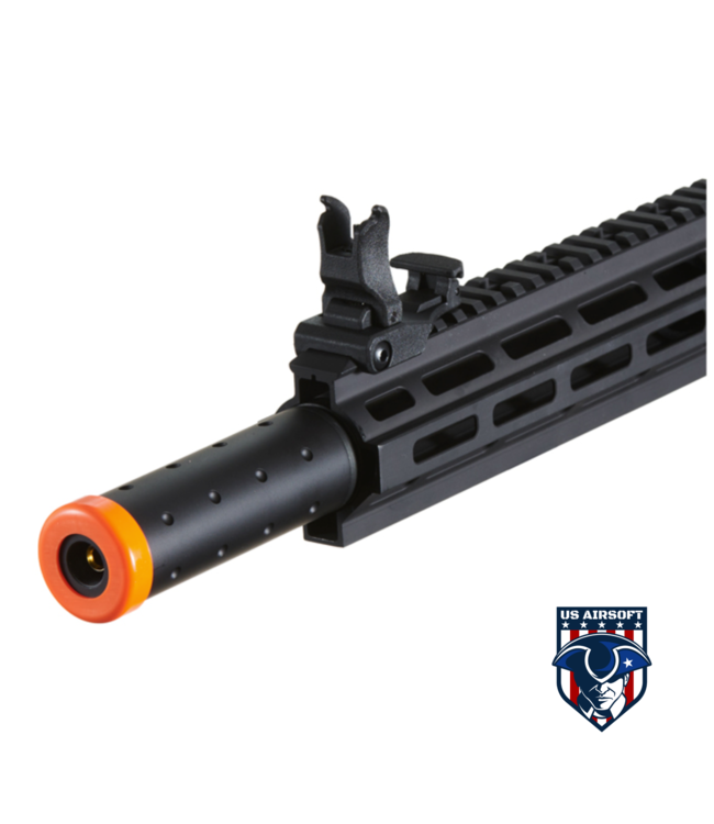 Lancer Tactical Blazer 10" M-LOK Proline Series M4 Airsoft Rifle with Delta Stock & Mock Suppressor (Color: Black)