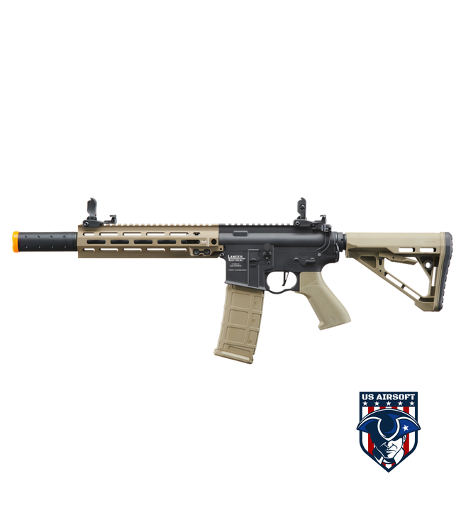 Lancer Tactical Blazer 10" M-LOK Proline Series M4 Airsoft Rifle with Delta Stock & Mock Suppressor (Color: Two Tone)