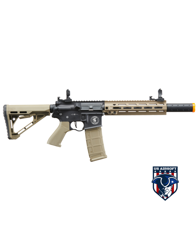 Lancer Tactical Blazer 10" M-LOK Proline Series M4 Airsoft Rifle with Delta Stock & Mock Suppressor (Color: Two Tone)