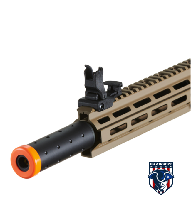 Lancer Tactical Blazer 10" M-LOK Proline Series M4 Airsoft Rifle with Delta Stock & Mock Suppressor (Color: Two Tone)