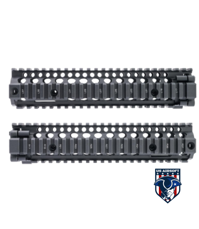 EMG Licensed Daniel Defense M4 MK18 RIS II Airsoft CNC Aluminum Handguard by ICS (Color: Black / 9.55")