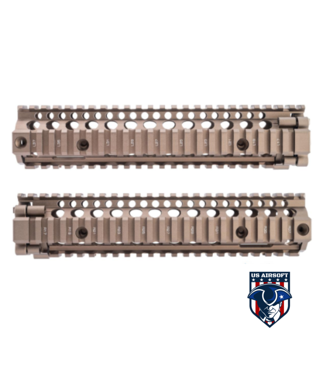 EMG Licensed Daniel Defense M4 MK18 RIS II Airsoft CNC Aluminum Handguard by ICS (Color: Dark Earth / 9.55")