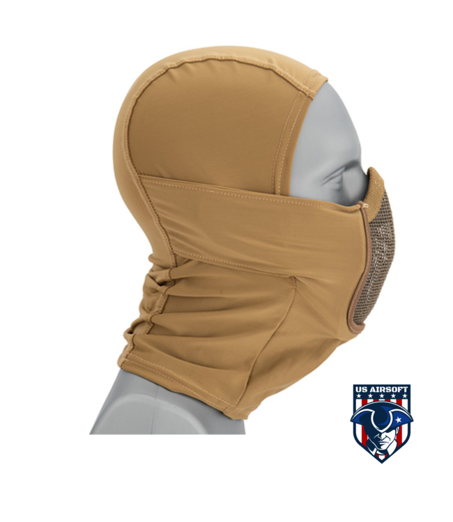 Lancer Tactical Shadow Warrior Hood Mesh Balaclava Face Mask (Color: Tan)