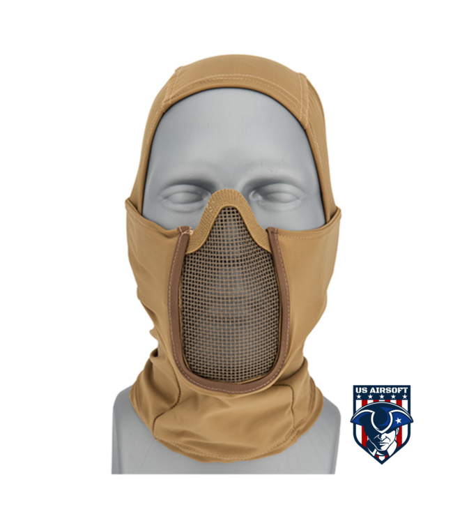 Lancer Tactical Shadow Warrior Hood Mesh Balaclava Face Mask (Color: Tan)