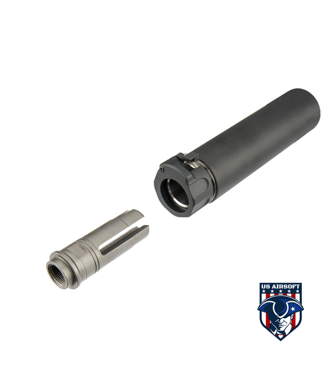 ATLAS CUSTOM WORKS FULL METAL SOCOM QD BARREL EXTENSION W/ FLASH HIDER [MINI] (BLACK)