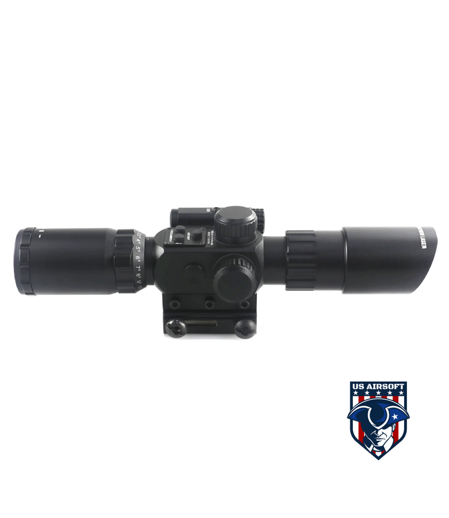 Lancer Tactical 3.5-10x40IR Short Red Dot Scope Equipped With Red Laser Mechanism Fits 11mm/20mm Rails - (Black)