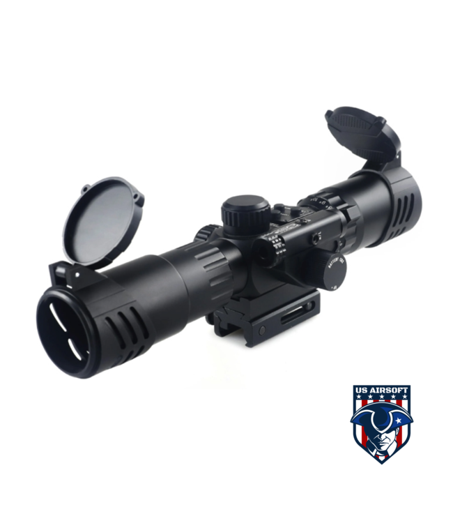 Lancer Tactical 3.5-10x40IR Short Red Dot Scope Equipped With Red Laser Mechanism Fits 11mm/20mm Rails - (Black)