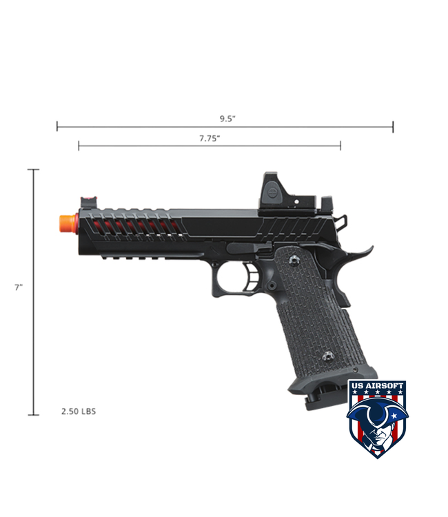 Lancer Tactical Knightshade Hi-Capa Gas Blowback Airsoft Pistol w/ Reflex Red Dot Sight - (Red)