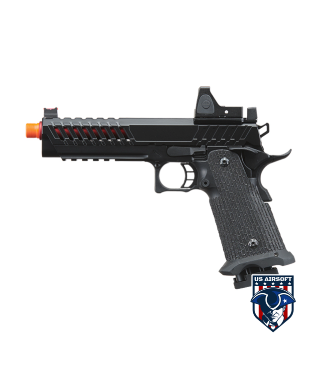 Lancer Tactical Knightshade Hi-Capa Gas Blowback Airsoft Pistol w/ Reflex Red Dot Sight - (Red)