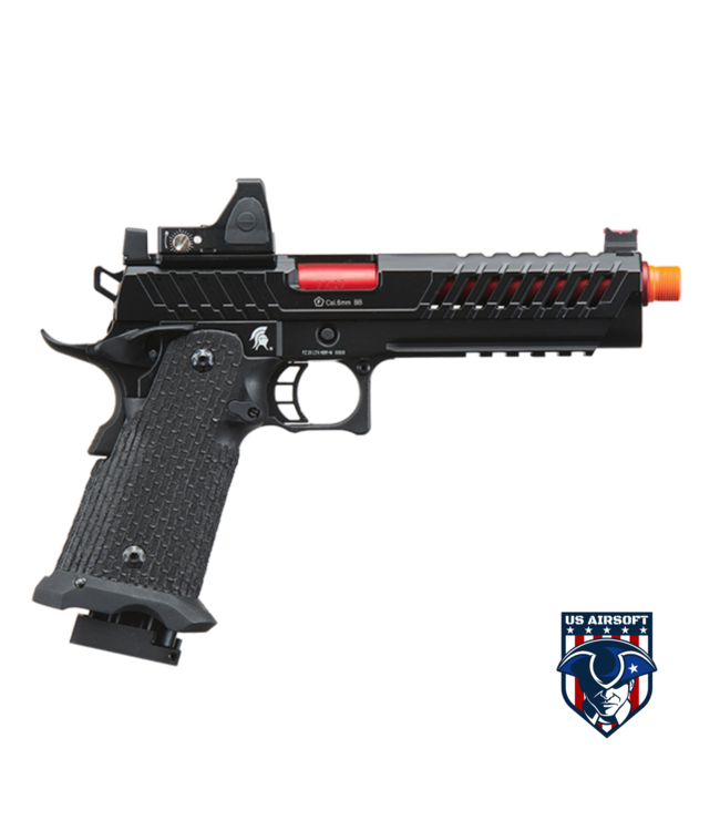 Lancer Tactical Knightshade Hi-Capa Gas Blowback Airsoft Pistol w/ Reflex Red Dot Sight - (Red)