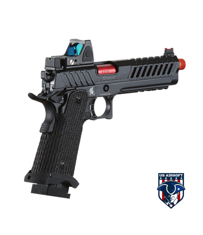 Lancer Tactical Knightshade Hi-Capa Gas Blowback Airsoft Pistol w/ Reflex Red Dot Sight - (Red)
