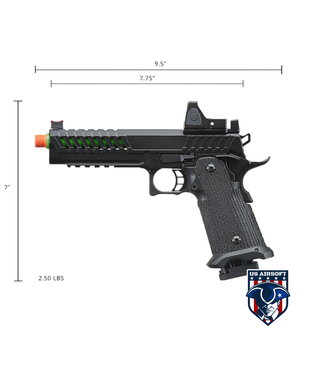 Lancer Tactical Knightshade Hi-Capa Gas Blowback Airsoft Pistol w/ Reflex Red Dot Sight - (Green)