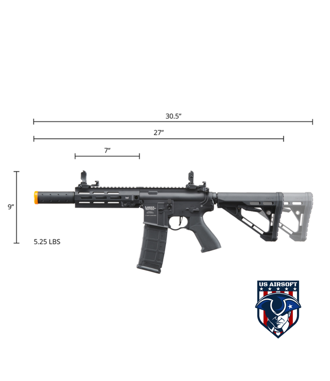 Lancer Tactical Blazer 7" M-LOK Proline Series M4 Airsoft Rifle w/ Delta Stock & Mock Suppressor (Color: Black)