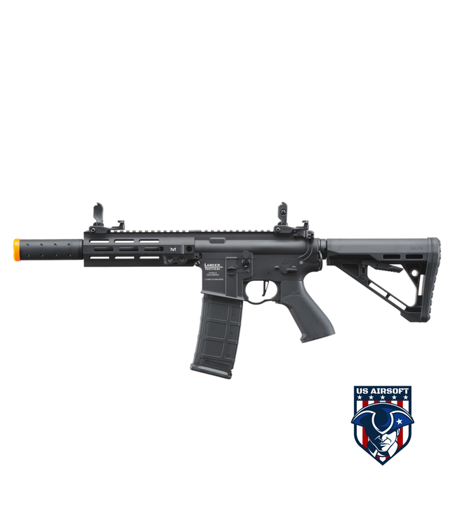 Lancer Tactical Blazer 7" M-LOK Proline Series M4 Airsoft Rifle w/ Delta Stock & Mock Suppressor (Color: Black)