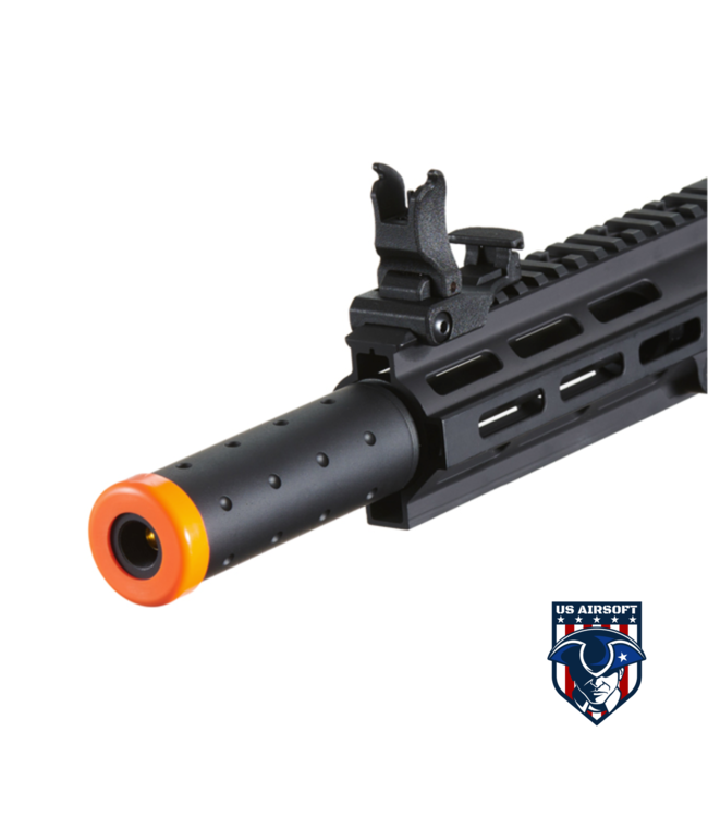 Lancer Tactical Blazer 7" M-LOK Proline Series M4 Airsoft Rifle w/ Delta Stock & Mock Suppressor (Color: Black)