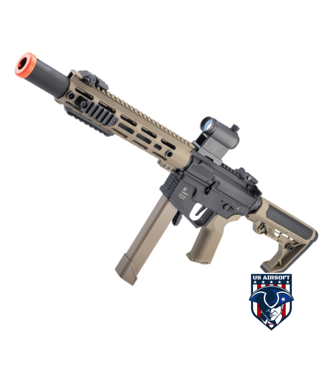 Specna Arms X-Series FLEX ETU Airsoft AEG Pistol Caliber Carbine w/ HAL MOSFET (Color: Black & Tan)