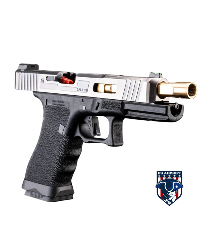 EMG / Salient Arms International Custom Airsoft Training Weapon w/ Tier One Competition Slide Kit (Color: Silver & Gold)