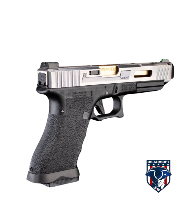 EMG / Salient Arms International Custom Airsoft Training Weapon w/ Tier One Competition Slide Kit (Color: Silver & Gold)