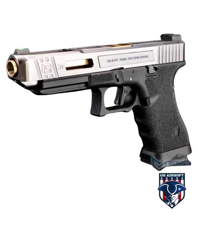 EMG / Salient Arms International Custom Airsoft Training Weapon w/ Tier One Competition Slide Kit (Color: Silver & Gold)