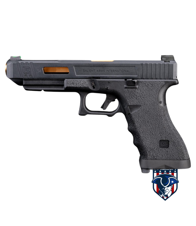 EMG / Salient Arms International Custom Airsoft Training Weapon w/ Tier One Competition Slide Kit (Color: Black & Gold)