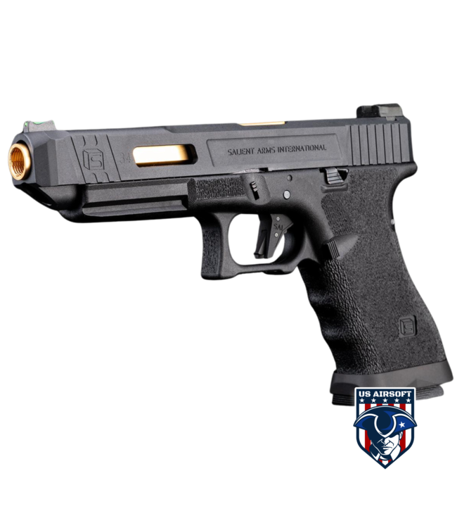 EMG / Salient Arms International Custom Airsoft Training Weapon w/ Tier One Competition Slide Kit (Color: Black & Gold)