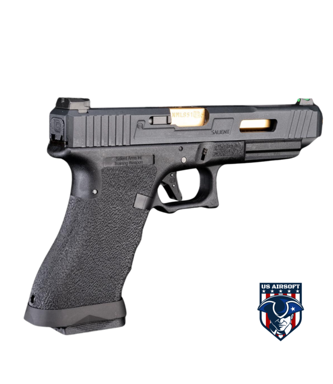 EMG / Salient Arms International Custom Airsoft Training Weapon w/ Tier One Competition Slide Kit (Color: Black & Gold)